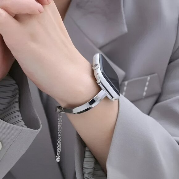 Apple Watch Band Adjustable Slim Stylish Strap Silver Stainless Bracelet - Picture 3 of 8